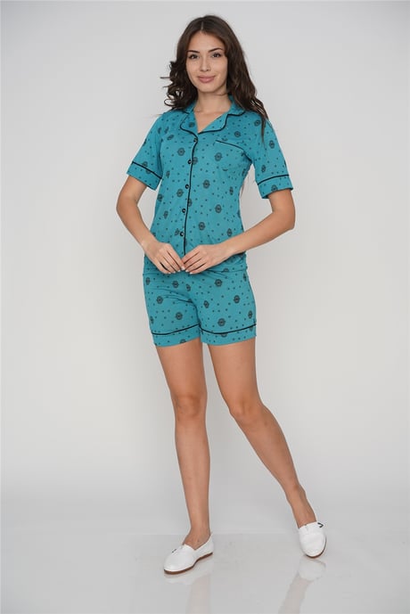KADIN YAZLIK BOYDAN DÜĞMELİ ŞORT TAKIM HOMEWEAR FLZ 86-49